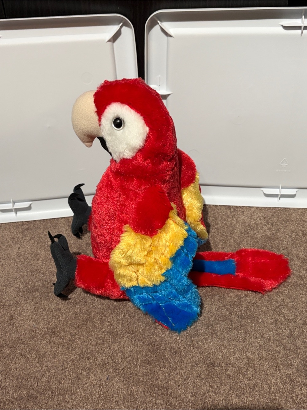 Colorful Plush Parrot Toy - Red, Blue, Yellow - Picture 2 of 5